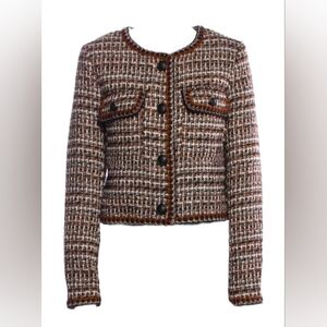 CHRISTIAN LACROIX Brown & White Tweed Jacket/Blazer Sz L/ New Without Label